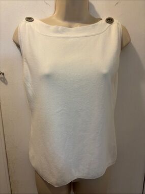 J.A.C. Large Sleeveless Boatneck Button-Shoulder Top knit 26-298